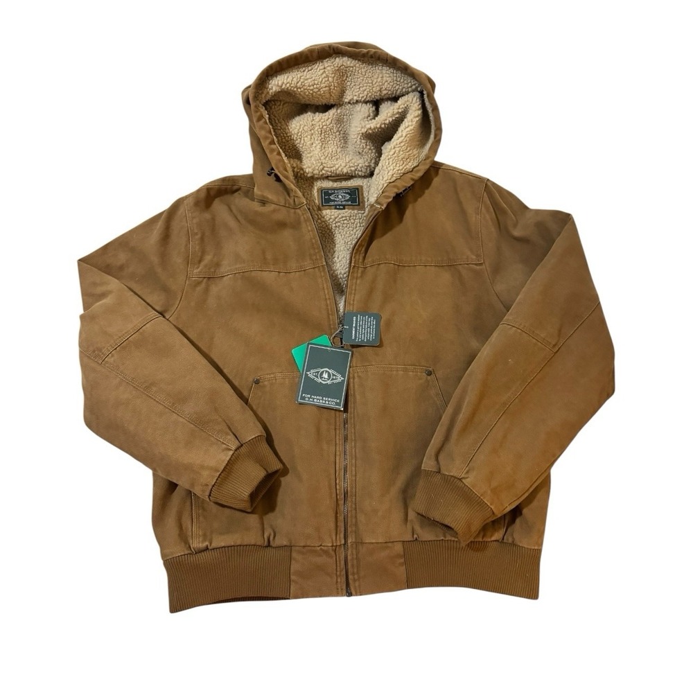 G.H. Bass Heavyweight Canvas Sherpa Lined Jacket Brown XL NWT Gorpcore
